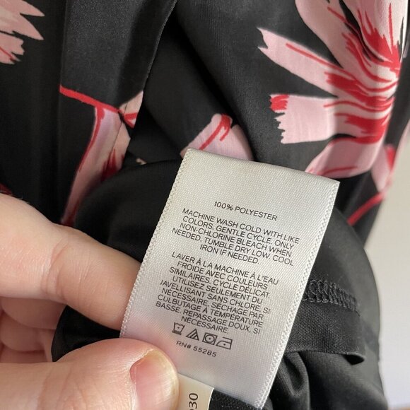 Express Womn L Black Floral Satin Tie Back Spaghetti Straps Faux Wrap Maxi Dress - Picture 8 of 10